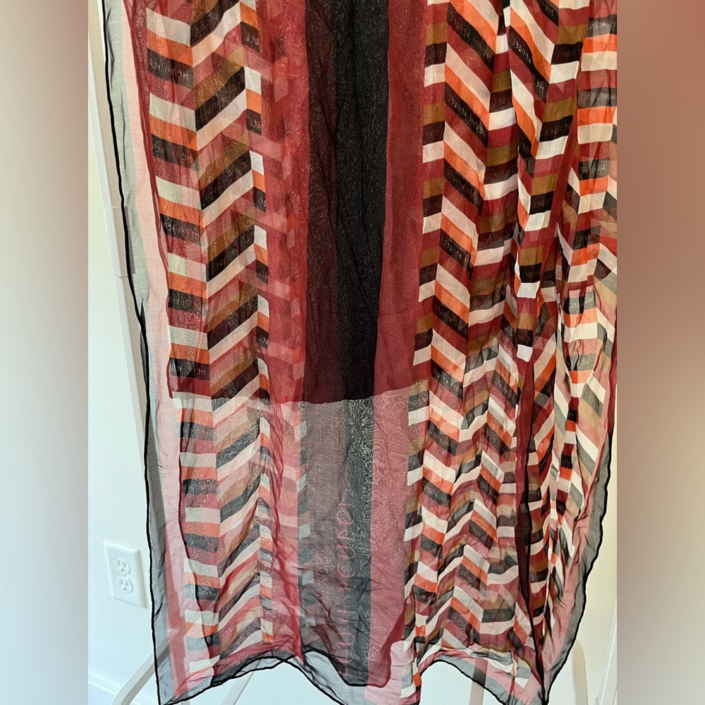 Henri Bendel Silk Chevron Stripe Long Scarf